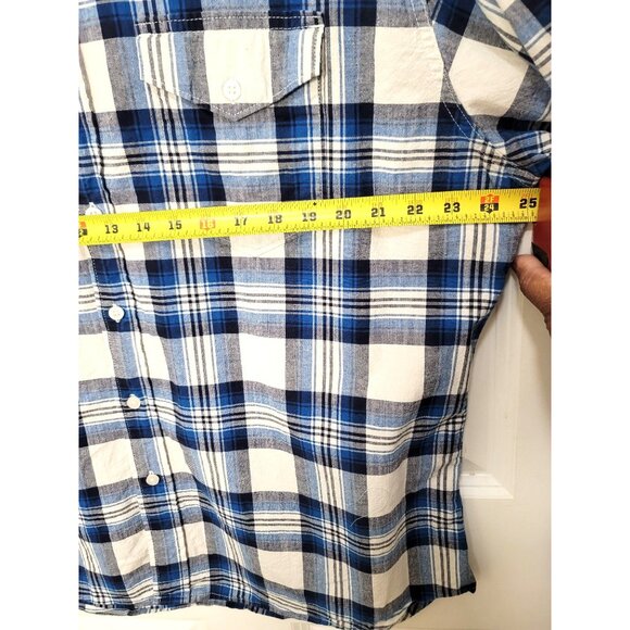 Wrangler Plus Size Men's Blue & White Plaid Button-Up Long Sleeve Shirt Size 2XL - Picture 7 of 13